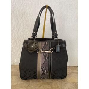 Coach Hampton signature canvas/leather/python black multicolored Carryall F13993